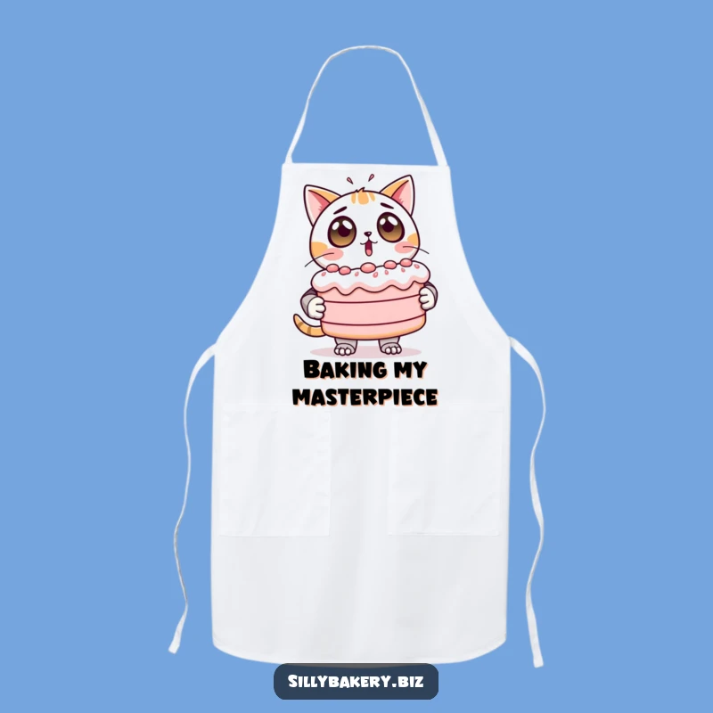 Funny Cat Bot Apron: Cake Surprise in the Kitchen