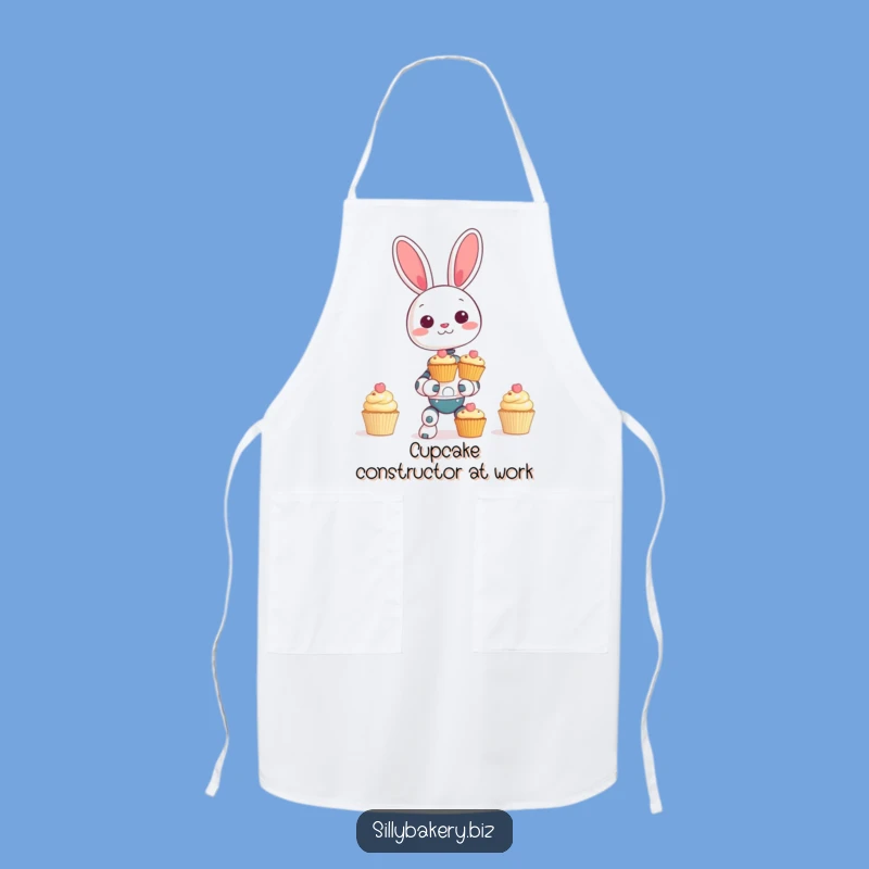 Funny Bunny Bot Cupcake Apron - Bake with Giggles and Style
