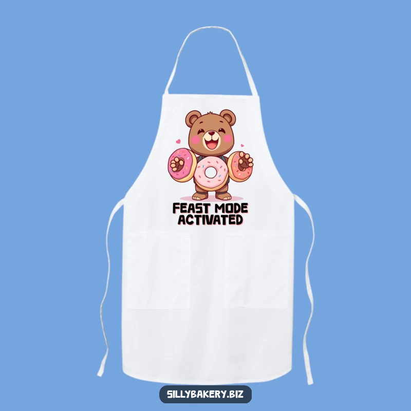 Funny Bear Bot Apron: Juggling Donuts with Delight in the Kitchen