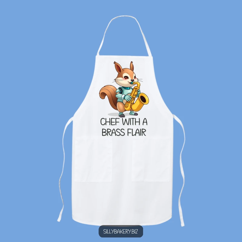 Funny Squirrel Bot Sax Apron - Cook Up Some Fun with Musical Flair