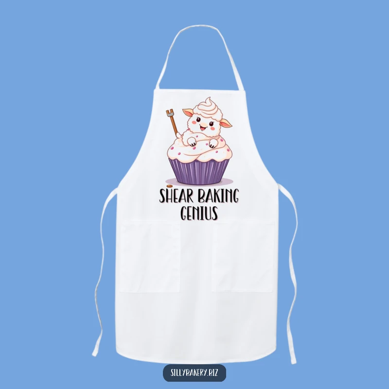 Funny Sheep Baking Apron: Hilarious Cartoon Sheep Frosting Cupcake Chef Gift