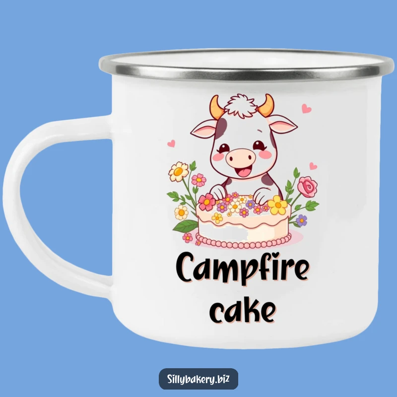 Funny Cow Cake Camping Mug: Hilarious Outdoor Cow Baking Gift