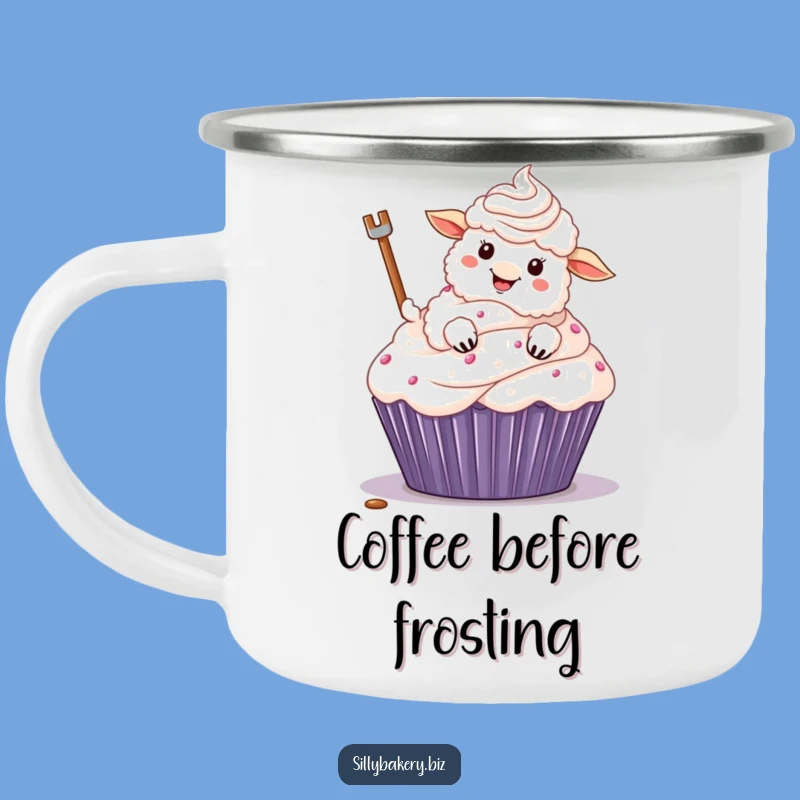 Funny Sheep Cupcake Camping Mug: Hilarious Outdoor Baking Sheep Gift