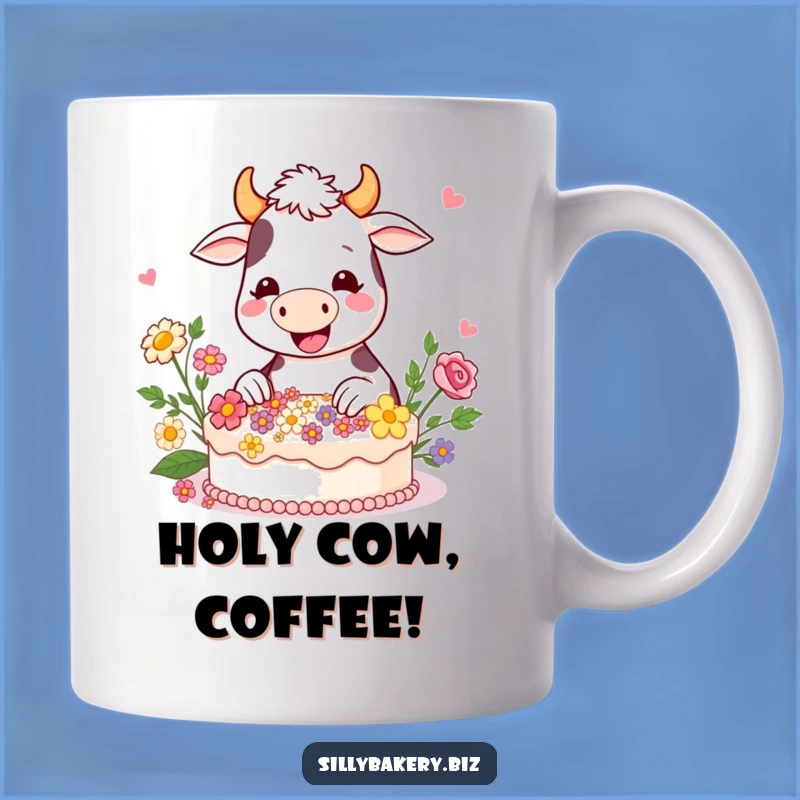 Funny Cow Cake Mug: Cheerful Cartoon Cow Baking Gift for Dairy Lovers