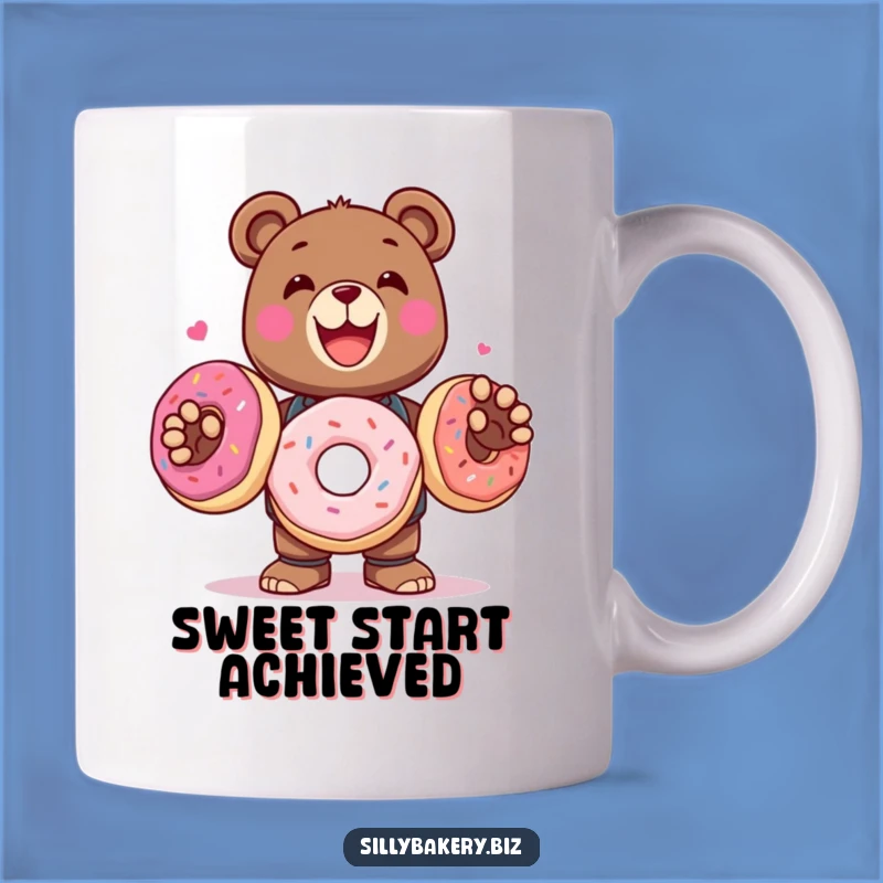 Funny Bear Bot Mug: Delighted Donut Juggler Gift
