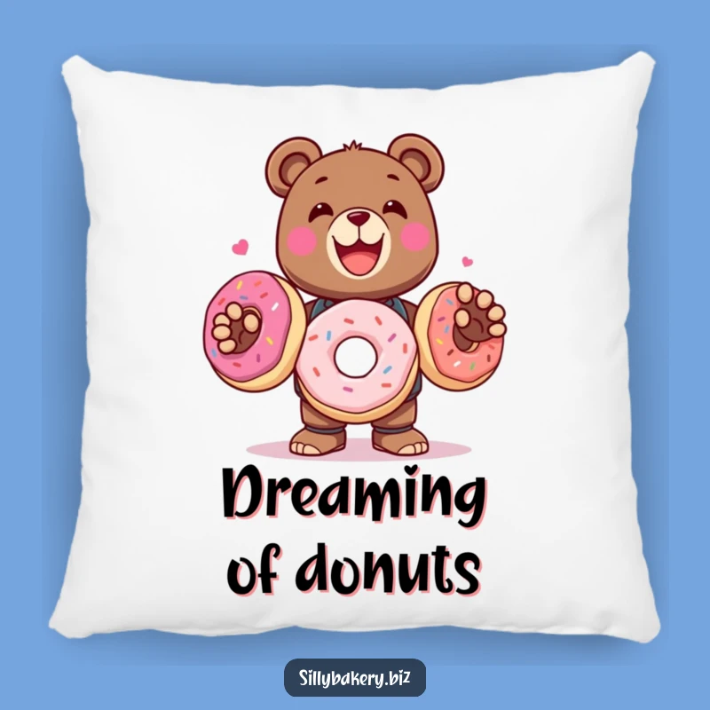 Funny Bear Bot Pillow: Cozy Delights with Donut Fun