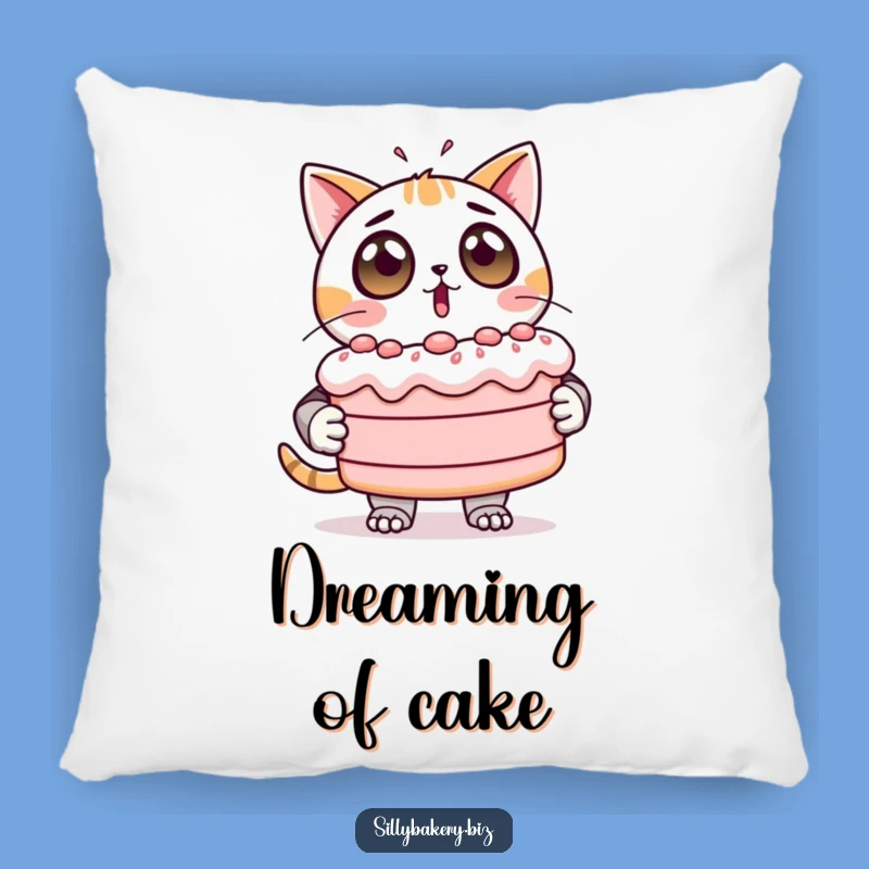 Funny Cat Bot Pillow: Cozy Surprise with a Wobbly Cake