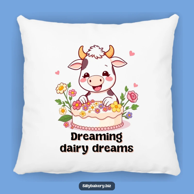 Funny Cow Cake Pillow: Cozy Cartoon Cow Baking Accent Pillow Gift