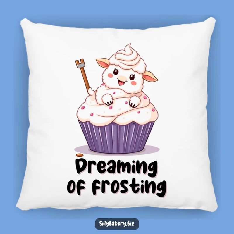 Funny Sheep Cupcake Pillow: Cozy Cartoon Sheep Baking Accent Pillow Gift