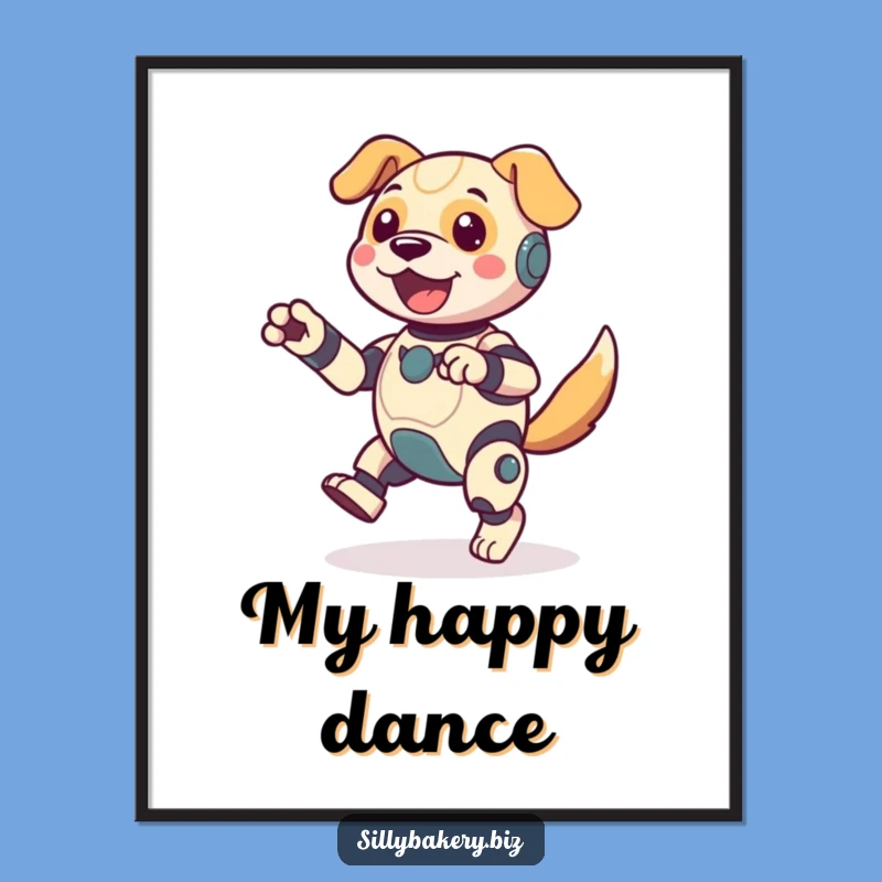 Funny Dog Bot Jigging Digital Art Print - Instant Joy with this Hilarious Bot Dancing Decor