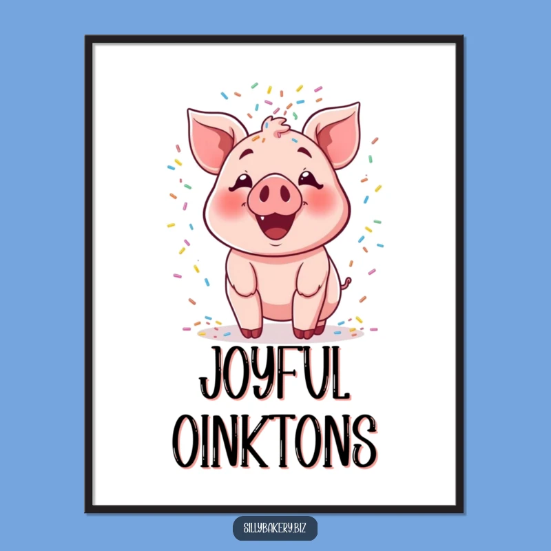 Funny Pig Sprinkle Digital Art: Hilarious Cartoon Pig Baking Print Gift