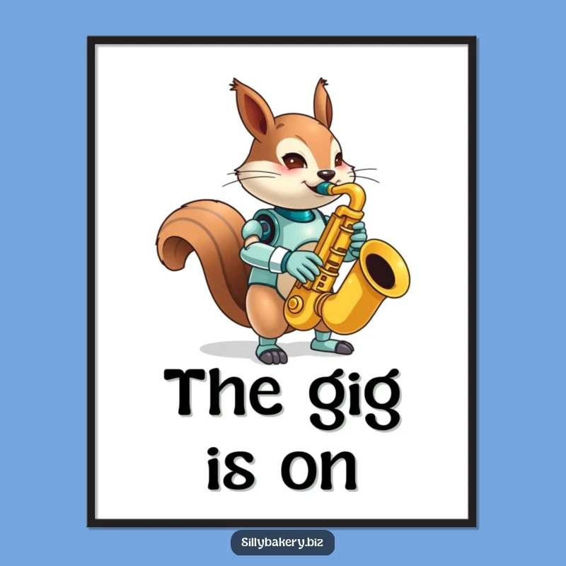 Funny Squirrel Bot Sax Digital Art Print - Instant Musical Mischief for Your Walls