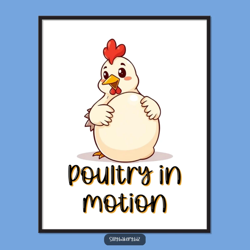 Funny Chicken Dough Digital Art: Hilarious Cartoon Chicken Baking Print Gift