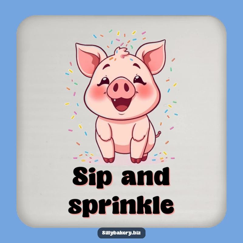 Funny Pig Sprinkle Coaster: Hilarious Cartoon Pig Baking Drink Protector Gift