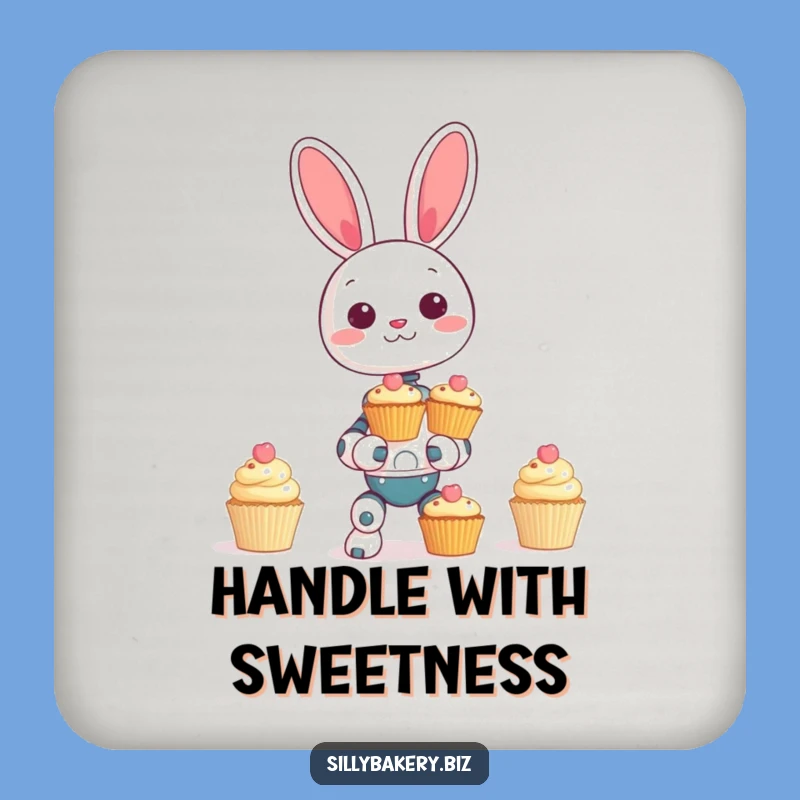 Funny Bunny Bot Cupcake Coaster - Protect Surfaces with Sweet, Hilarious Style