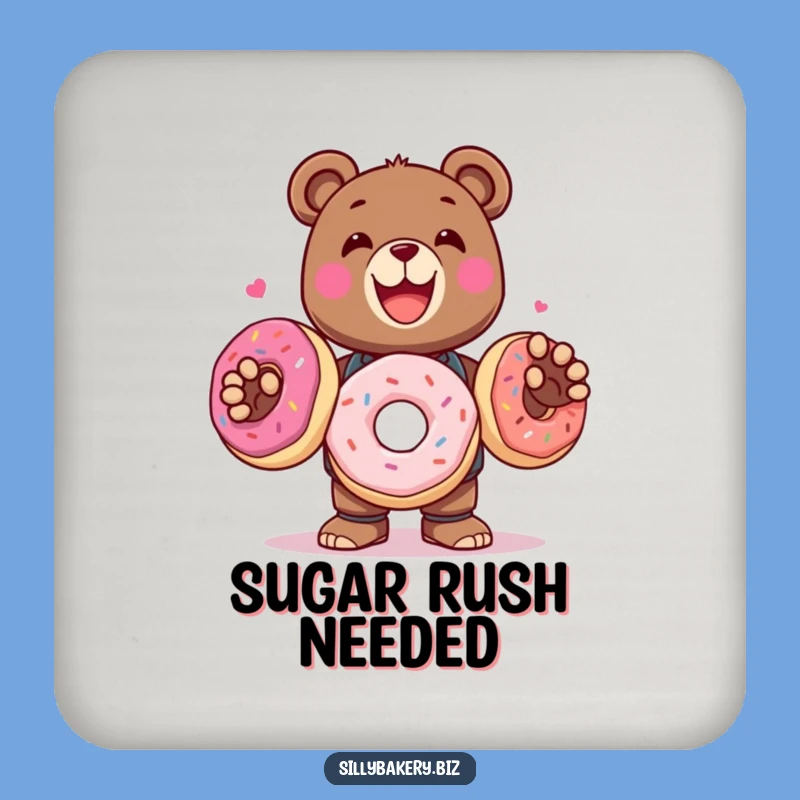 Funny Bear Bot Coaster: Protect Surfaces with Donut Humor