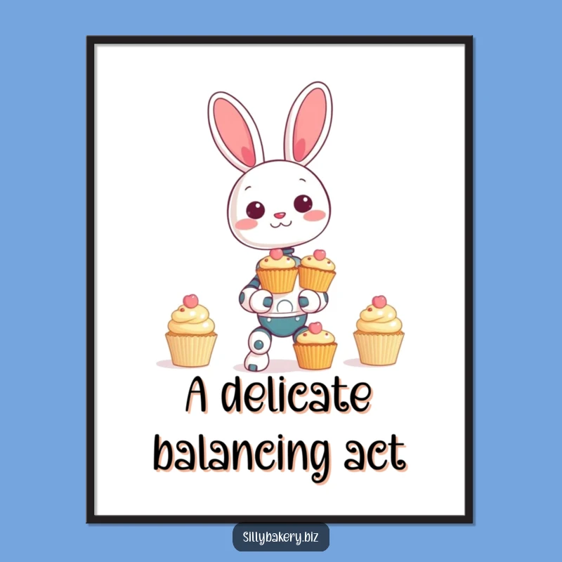 Funny Bunny Bot Cupcake Poster - Decorate with Sweet, Hilarious Bot Art