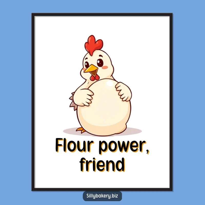 Funny Chicken Decor Poster: Hilarious Cartoon Chicken Dough Art Gift