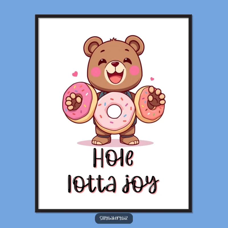 Funny Bear Bot Poster: Delighted Donut Juggling Art