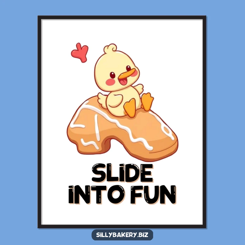 Funny Duck Decor Poster: Hilarious Cartoon Duck Cookie Art Gift