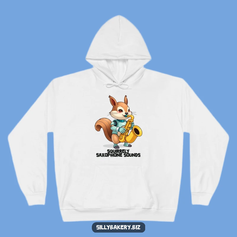 Cozy Funny Squirrel Bot Sax Hoodie - Stay Warm and Jazzy with this Bot Sweatshirt