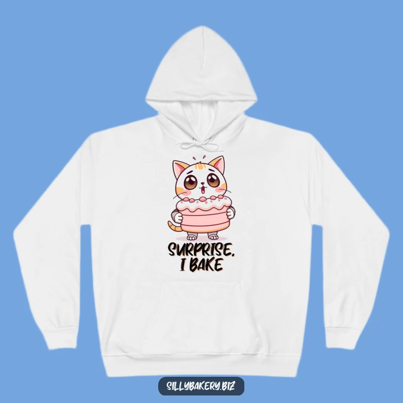 Funny Cat Bot Hoodie: Cozy Surprise with a Wobbly Cake