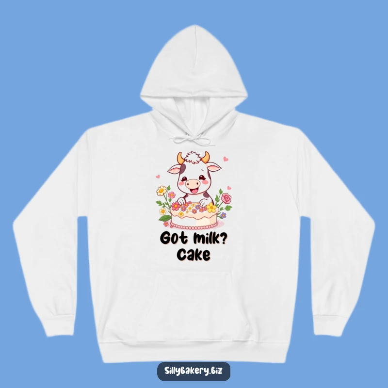 Funny Cow Cake Hoodie: Cozy Cartoon Cow Baking Sweatshirt Gift