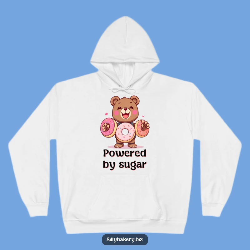 Funny Bear Bot Hoodie: Cozy Delights with Donut Juggling