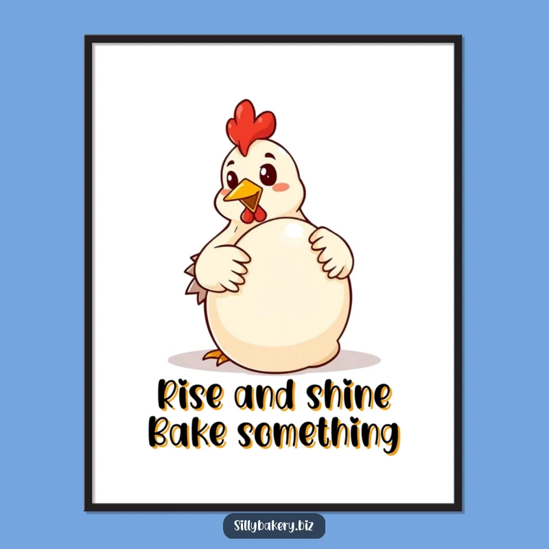 Funny Free Printable Wall Art: Chicken Baking Dough, Humorous Kitchen Decor
