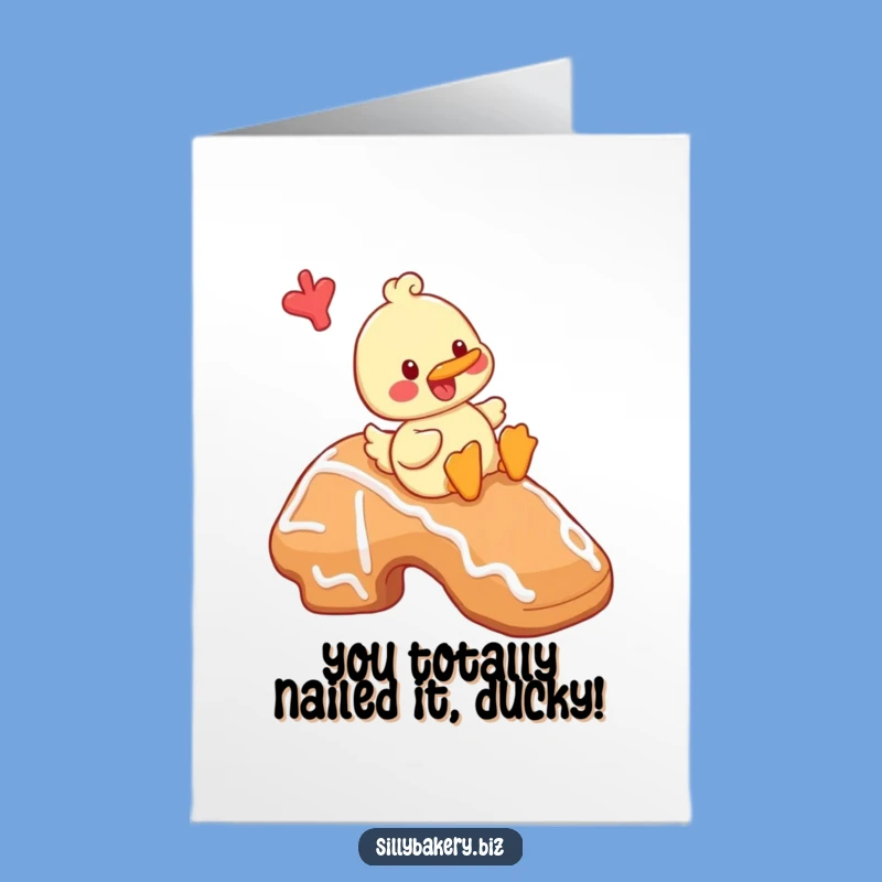 Free Printable Congrats Card: Duck's Cookie Adventure, Joyful Download