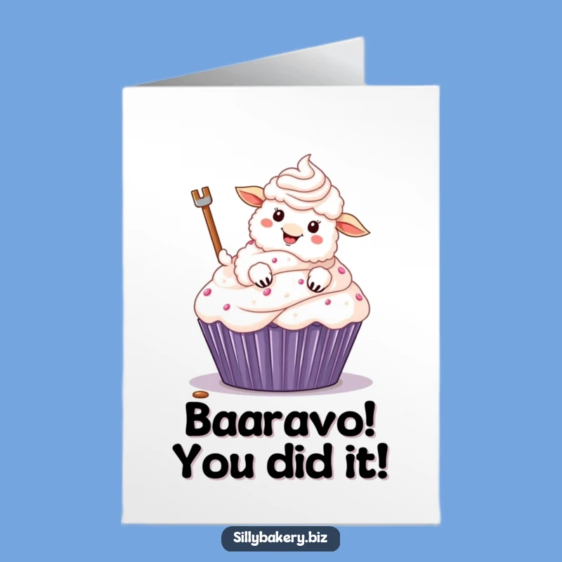 Free Printable Congrats Card: Sheep & Cupcake Humor, Downloadable Celebration Gift