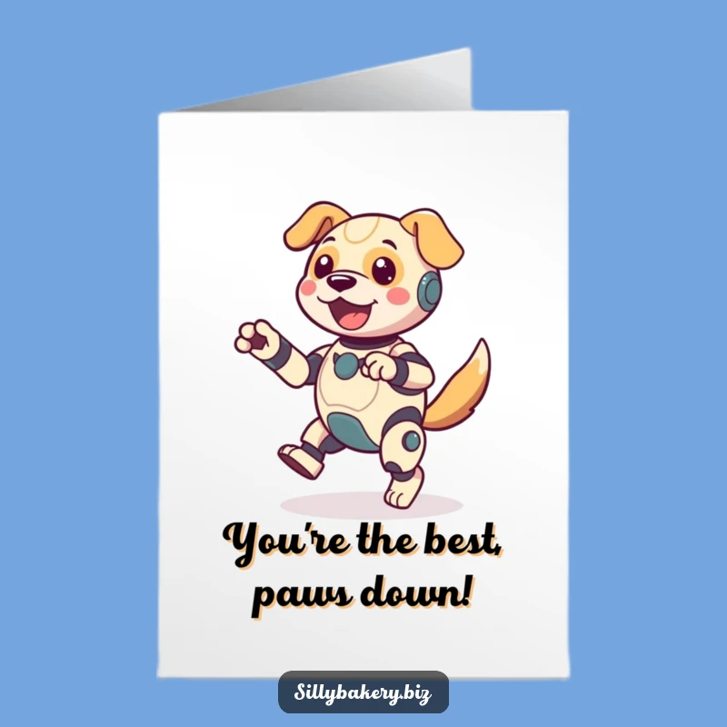 Free Printable Dog Bot Thank You Card: Giggling Robot Downloadable Expressing Gratitude with Fun