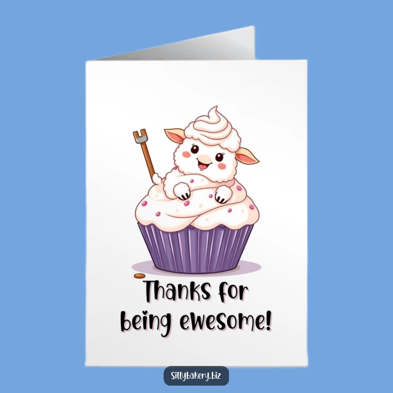 Free Printable Thank You Card: Sheep's Frosty Gratitude, Downloadable Gift