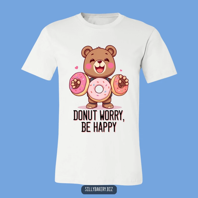 Funny Bear Bot T-Shirt: Juggling Donuts with Delight