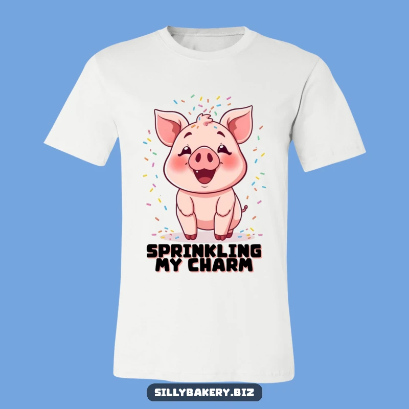 Funny Pig Sprinkle T-Shirt: Hilarious Cartoon Pig Baking Tee for Giggles