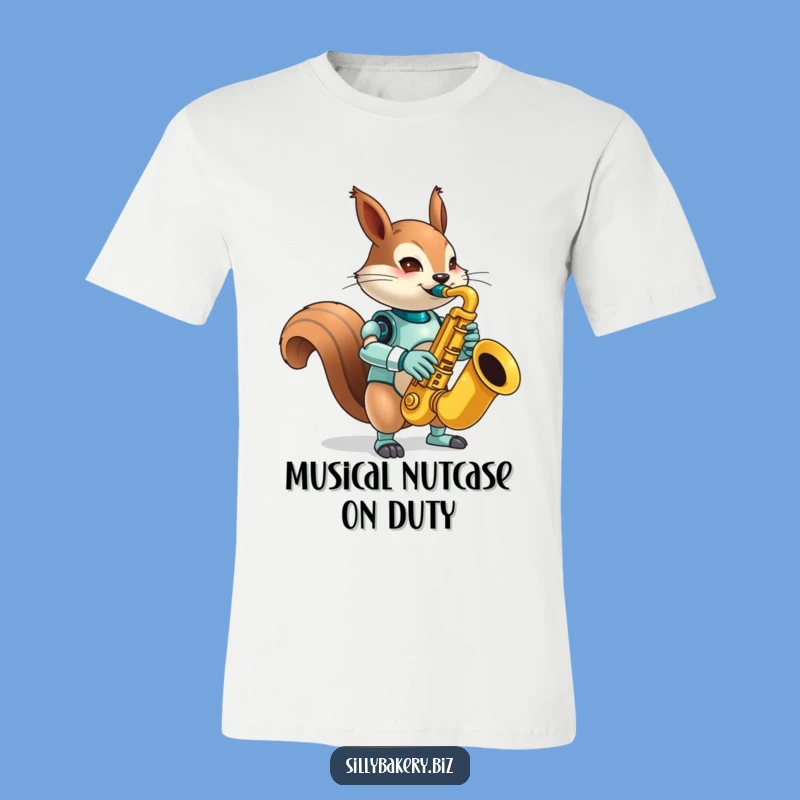 Funny Squirrel Bot Sax T-Shirt - Wear Your Musical Mischief with Pride