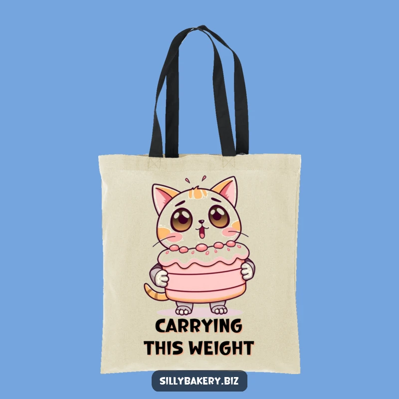 Funny Cat Bot Tote Bag - Carry Your Cake Surprise