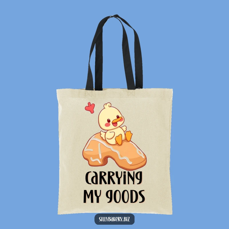 Funny Duck Cookie Tote Bag: Hilarious Cartoon Duck Baking Accessory Gift