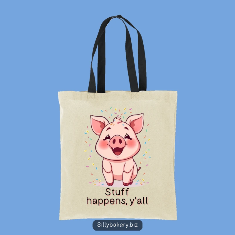 Funny Pig Sprinkle Tote Bag: Hilarious Cartoon Pig Baking Accessory Gift